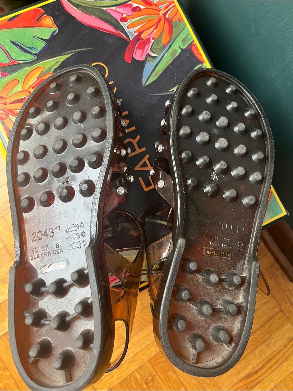 Loeffler Randall Brown Studded Jelly Fisherman Sandals - Picture 9 of 9